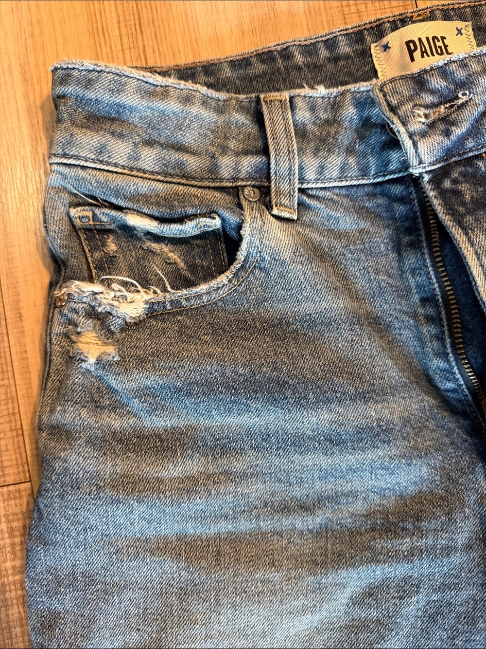PAIGE Dark Blue Wide-Leg Cuffed Jeans - Picture 6 of 12